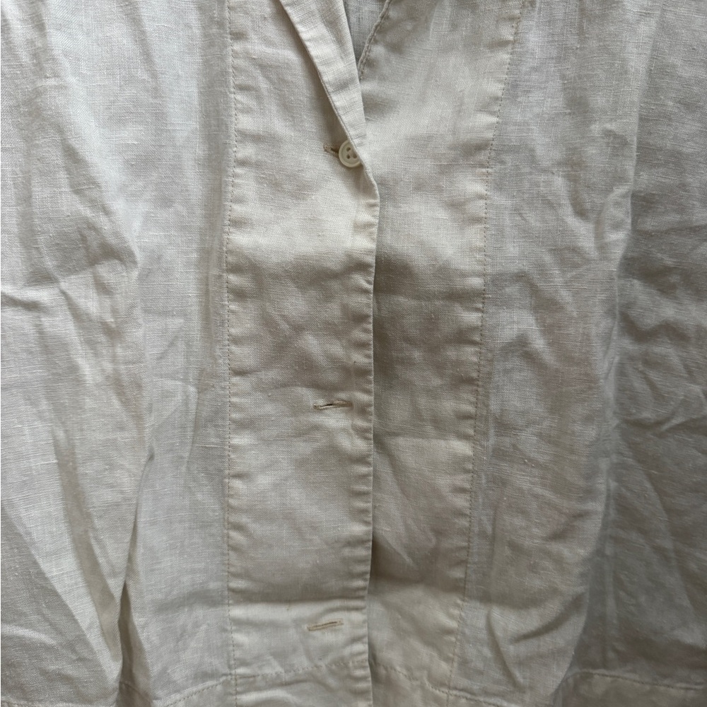 Everlane Cream Short Sleeve Button-Front Linen Shirt - Picture 4 of 5